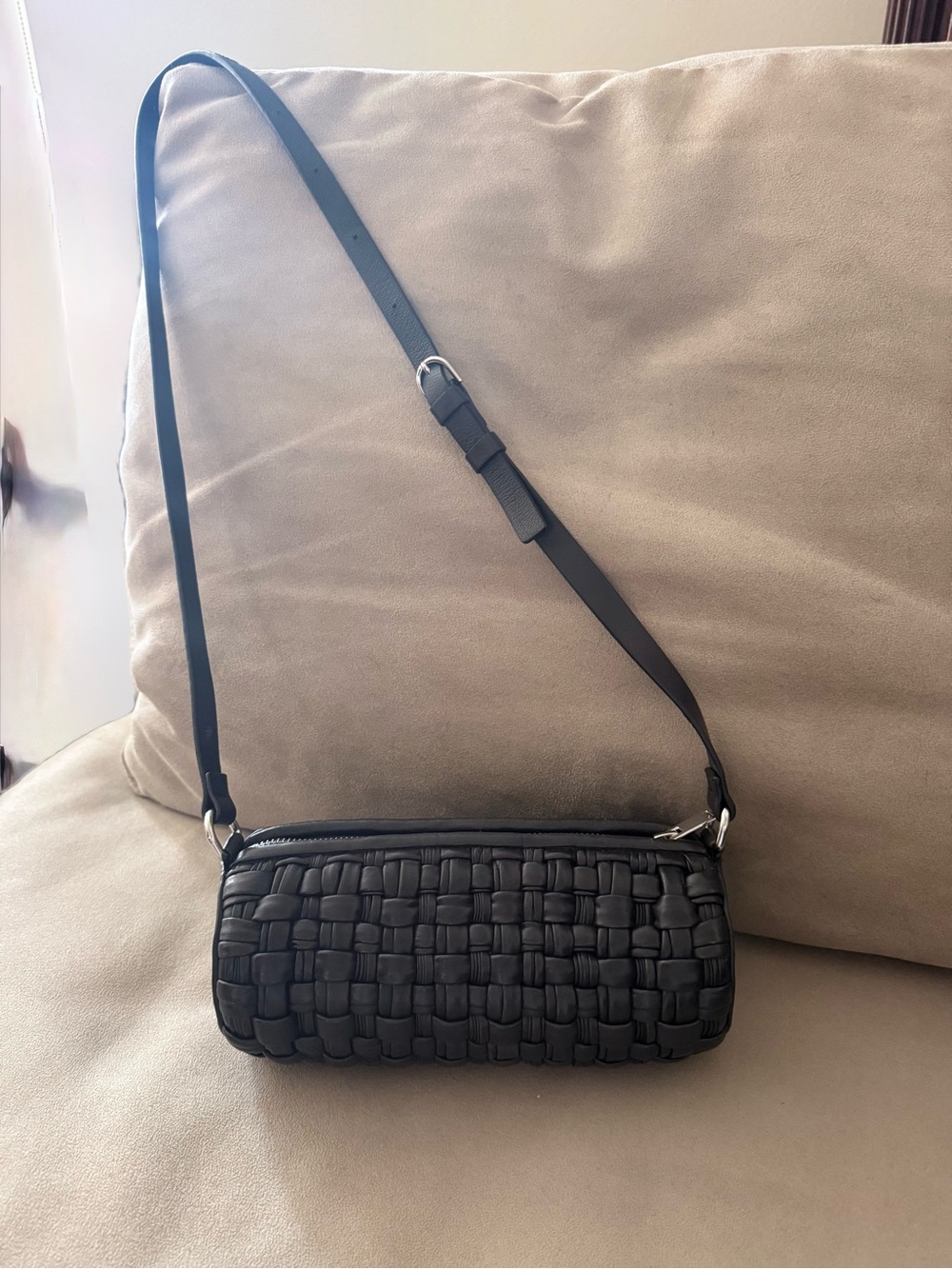 COS Black Woven Leather Crossbody Bag
